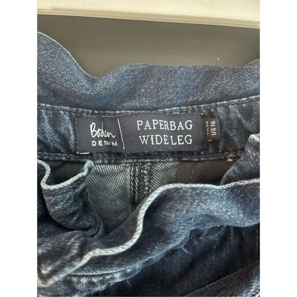 Boden Paperbag Wide Leg High Waist Tie Waist Denim Jeans Size 16 - Picture 4 of 6